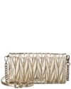 Miu Miu Matelasse Leather Shoulder Bag In Gold