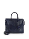 Saint Laurent Nano Sac De Jour Croc-embossed Leather Tote In Marine