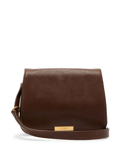 Saint Laurent Amalia Convertible Leather Crossbody Saddle Bag In Brown