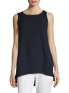 Lafayette 148 Plus-size Silk Double Georgette Sleeveless Blouse In Black