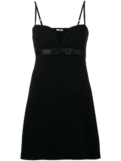 knee length dresses for ladies Miu Miu Bow-embellished Cady Dress – Runway Catalog