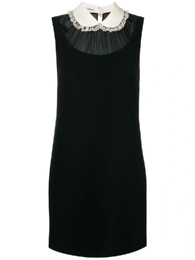 black velvet holiday dress Little Black Dress with White Pointed “Peter Pan” Collar – MyDearCloset main image 0