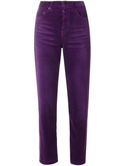 Saint Laurent Cotton-corduroy Slim-leg Pants In Fuchsia