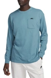 Nike Men's  Sportswear Premium Essentials Long-sleeve Pocket T-shirt In Blue
