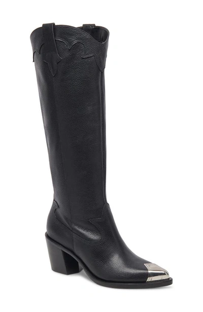 Dolce Vita Kamryn Womens Leather Pointed Toe Knee-high Boots In Black