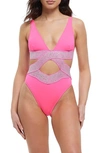 River Island Metallic Wrap Swimsuit In Pink