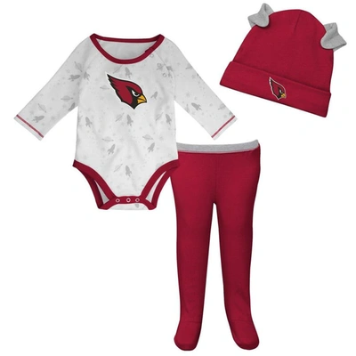 Outerstuff Babies' Newborn & Infant White/cardinal Arizona Cardinals Dream Team Bodysuit Pants & Hat Set