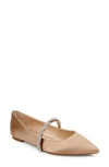 Jewel Badgley Mischka Vana Pointed Toe Flat In Dark Beige