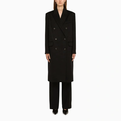 Calvin Klein Double-breasted Wool-blend Coat In Black