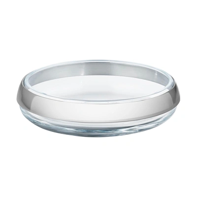 Georg Jensen Duo Small Round Glass Bowl With Stainless Steel Collar In Multi
