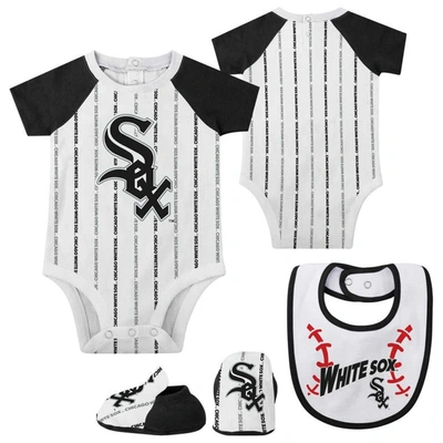 Outerstuff Babies' Newborn And Infant Boys And Girls White Chicago White Sox Three-piece Play Ball Raglan Bodysuit, Boo