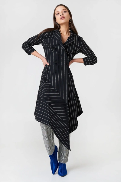 Trendyol Stripe Asymmetrical Dress - Black