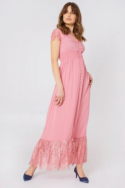 Na-kd Buttoned Maxi Lace Dress - Pink In Rose