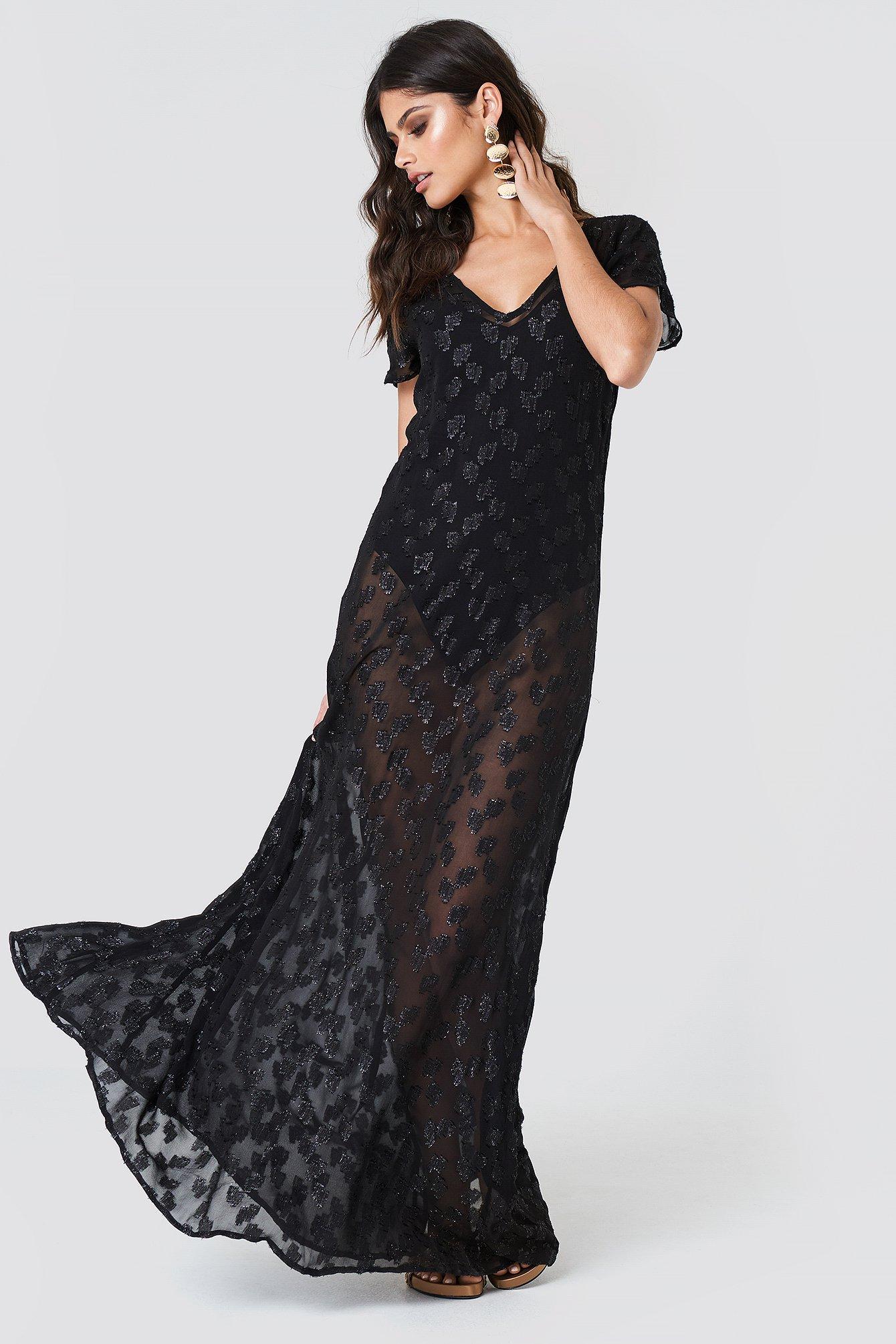 black sheer glitter dress