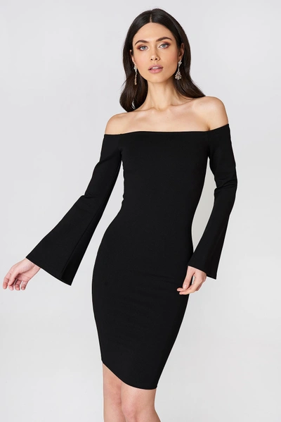 Na-kd Offshoulder Trumpet Sleeve Dress - Black