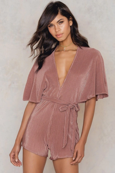 Na-kd Pleated Playsuit Pink In Dusty Dark Pink