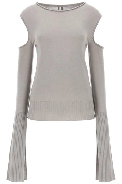 Rick Owens Cold Shoulder Neckline Sweater In Grey