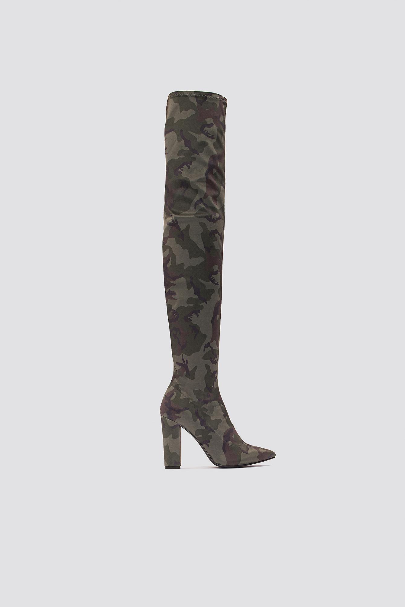 over the knee camouflage boots