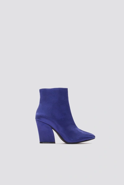 Na-kd Satin Mid Heel Boots Blue In Dark Blue
