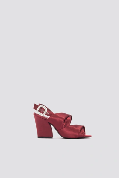 Na-kd Peep Toe Block Sandals Red In Dark Red