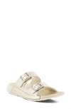 Ecco 2nd Cozmo Buckle Slide Sandal In Pure White Gold