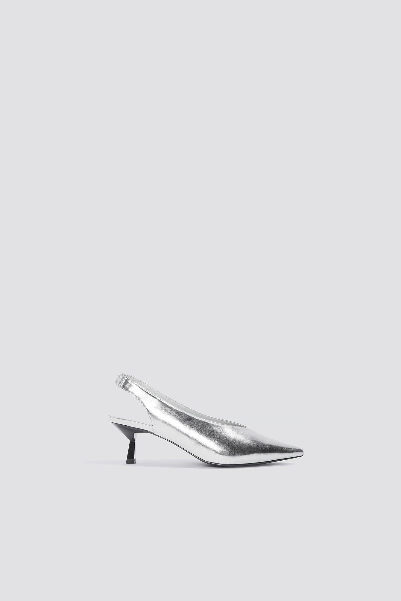 metallic kitten heel shoes