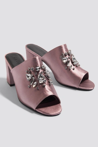 Na-kd Embellished Mule Sandals Pink In Dusty Dark Pink