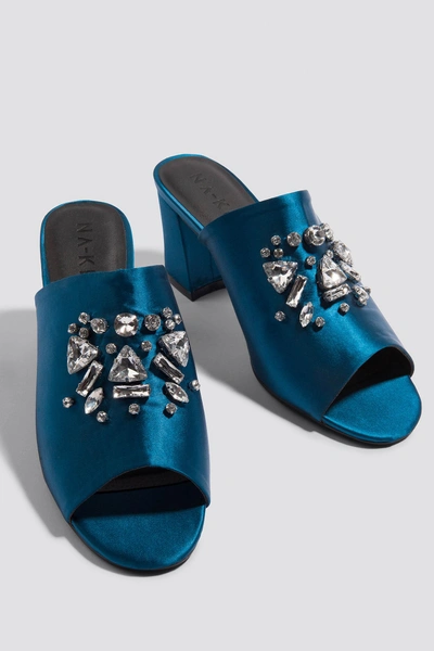 Na-kd Embellished Mule Sandals Blue In Petrol Blue