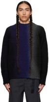 Sacai Tie Dye Knit Sweater In Black,khaki