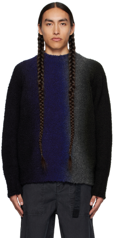 Sacai Tie Dye Knit Jumper In Black,khaki