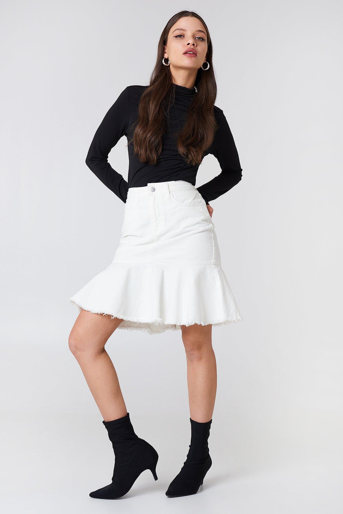 white frill hem skirt