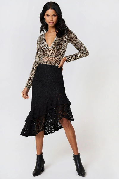 Na-kd Lace Frill Midi Skirt Black