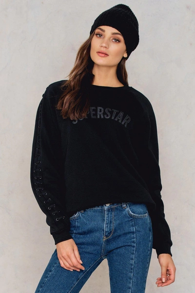Colourful Rebel Superstar Laced Oversized Sweat - Black