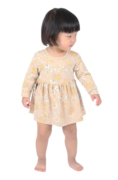 Tiny Tribe Babies' Floral Garden Long Sleeve Knit Dress In Biscuit