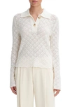 Vince Lace Stitch Long Sleeve Wool Blend Polo In Coastal