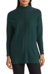 Anne Klein Button Cuff Mock Neck Sweater In Pine Mist