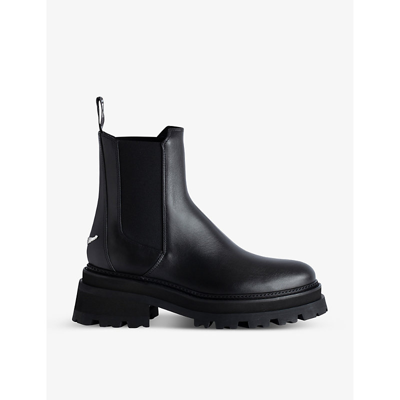 Zadig & Voltaire Round-toe Leather Ankle Boots In Noir