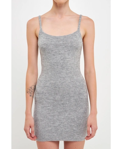 Endless Rose Womens Knit Mini Sweaterdress In Grey