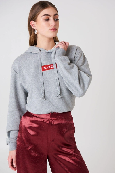 Na-kd Logo Hoodie Grey In Grey Melange