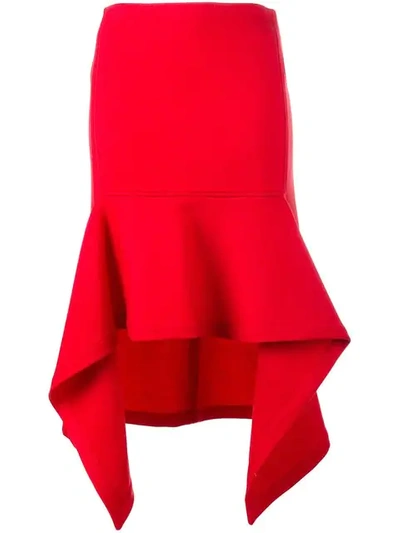 Marni Wool Blend Asymmetric Skirt In Red