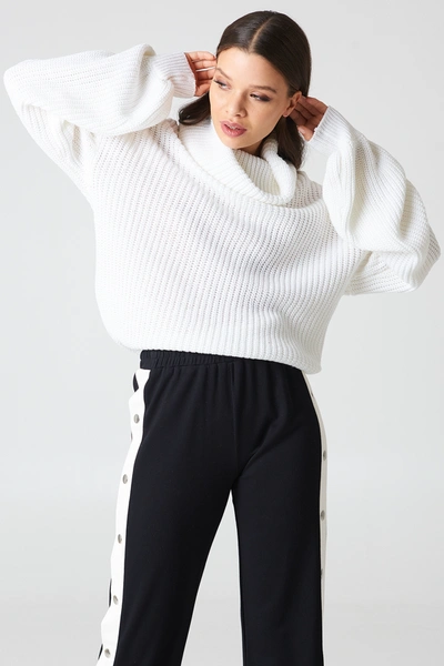 Na-kd High Neck Oversized Knitted Sweater - White In Offwhite