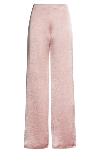 Vince High Waist Satin Wide Leg Pants In Petal Quartz