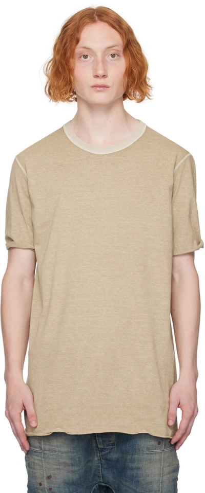 Boris Bidjan Saberi Beige Object-dyed T-shirt In Light Sand