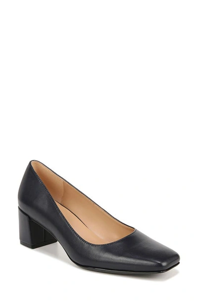 Naturalizer Karina Square Toe Pump In French Navy Blue Leather