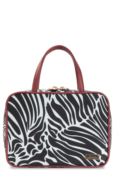 Stephanie Johnson Sarhara Zebra ml Traveler Cosmetics Bag In Black/ White