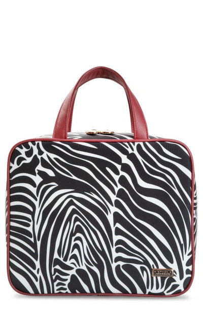 Stephanie Johnson Large Sahara Zebra Martha Briefcase Cosmetics Bag In Black/ White