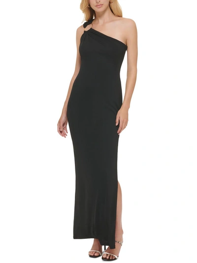 Calvin Klein Womens O Ring One Shoulder Evening Dress In Black