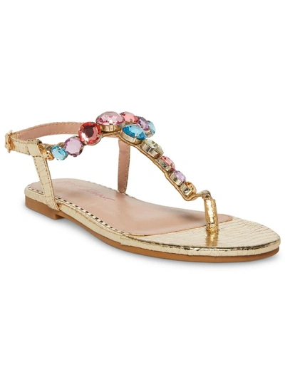 Betsey Johnson Womens Faux Leather Embossed Ankle Strap In Multi