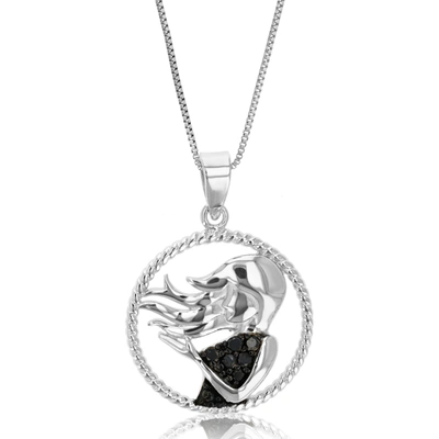 Vir Jewels Pick Your Zodiac Month! Sterling Silver Zodiac Pendant 1/8 Cttw Black Diamond In Multi
