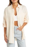 Rip Curl Premium Linen Button-up Blouse In Light Peach